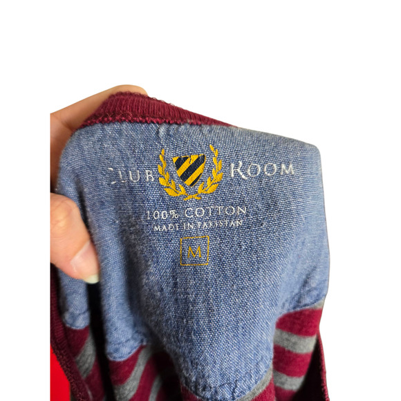 Club room red and gray striped long sleeve tee, size medium - Picture 3 of 4